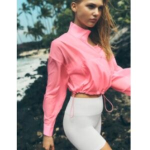 Alo Yoga Cropped 1/4 Zip Aerial Pullover Neon Bubblegum